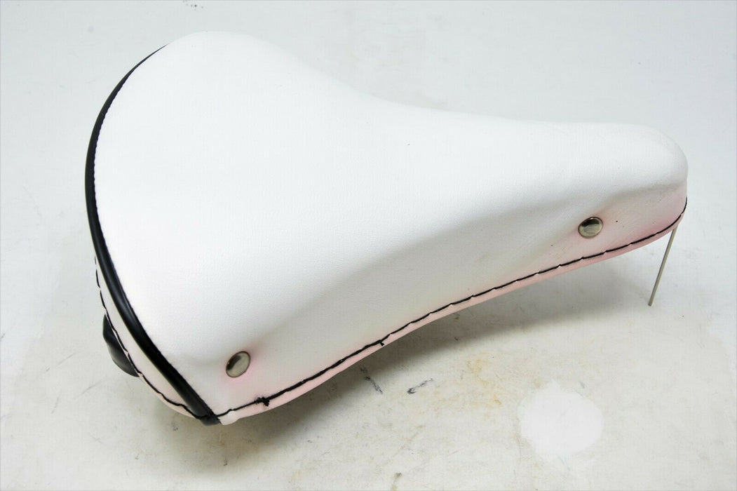 San Marco White - Pink Bled Edge Classic Sprung 80’s Bike Saddle Seat Caprice Etc