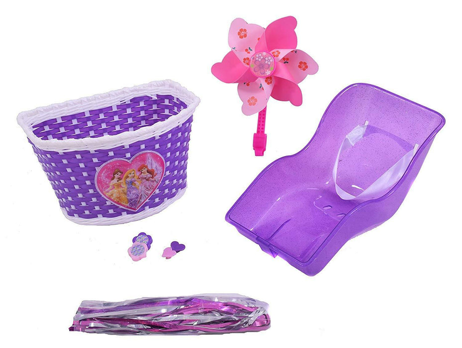 Girls Bike Purple Fantastic Gift Pack, Dolly Seat, Basket, Windmill And Tassels