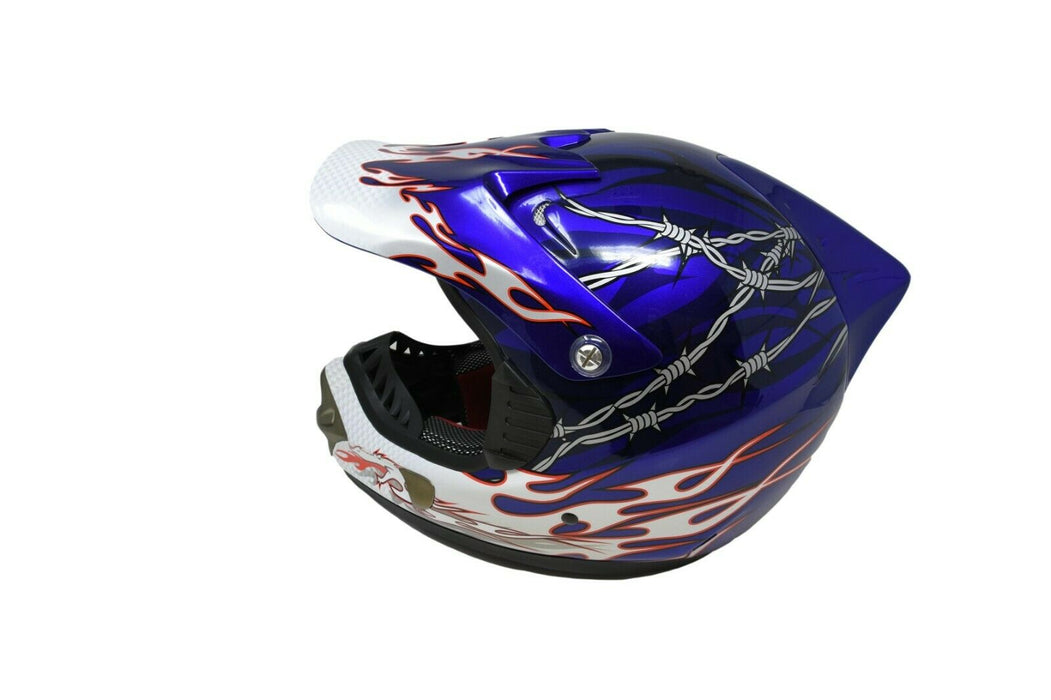 Full Face Downhill Motocross Fibreglass Bike Helmet B.e. Dragon 55-56cm Blue