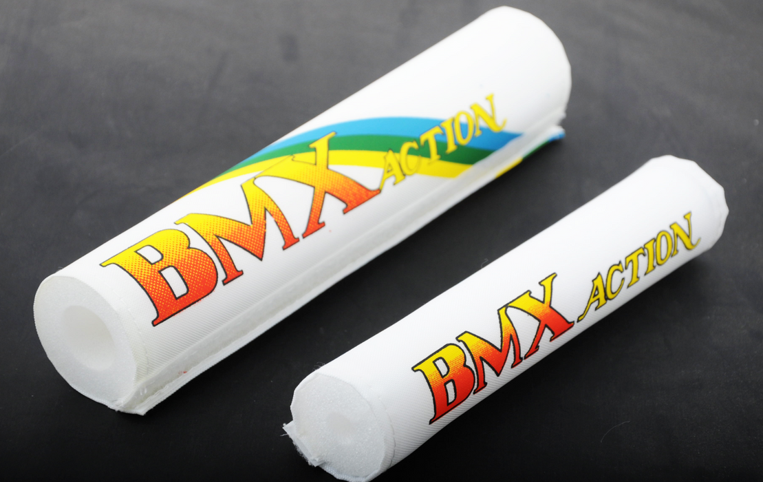 OLD SCHOOL BMX BIKE RETRO 80’s or 90’s 3 PIECE HANDLE BAR-STEM-FRAME PAD SET MEDUIM SIZE WHITE CRASH PAD SET