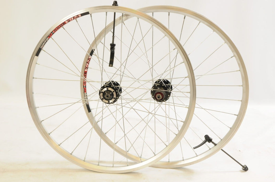 PAIR 26” DISC WHEELS DOUBLE WALL ITALIAN RIM (559 - 17) 8 or 9 SPD CASSETTE HUB MALVESTITI VEGA 3000