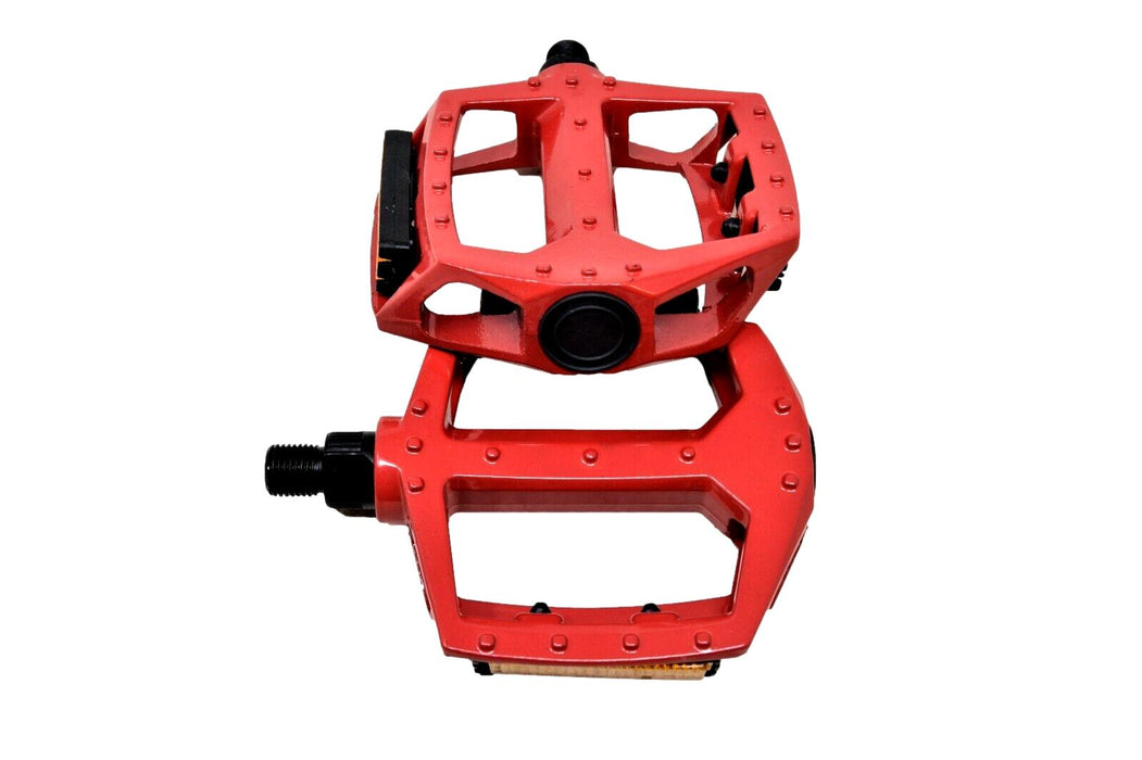 Pair  1/2" Bicycle Red BMX Bike Alloy Platform Pedals one piece crank bikes