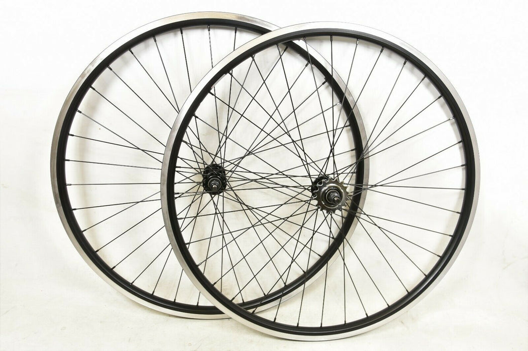 700c x19 BLACK (622-19) FLIP FLOP FIXIE WHEELS WIDER TYRE SIZE DUAL WALL RIMS