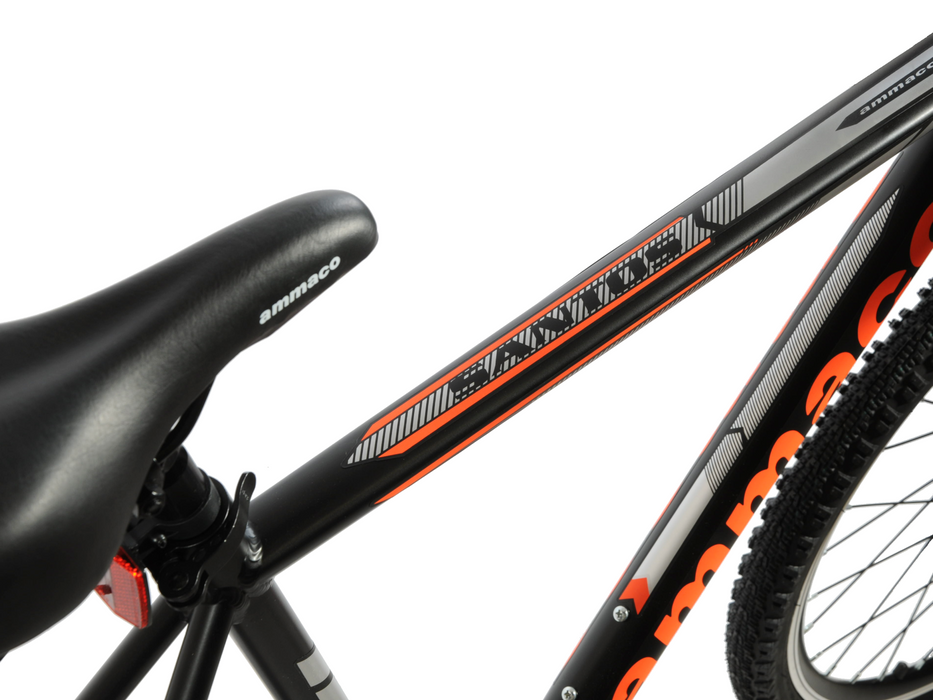 Ammaco 26" Wheel Mens Santo MTB Hardtail Mountain Bike 19" Alloy Frame Black Orange