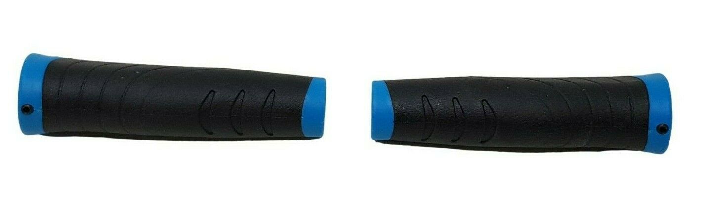 PAIR OF 135MM VAVERT LOCK - ON BIKE HANDLEBAR GRIPS ERGONOMIC PLUG - BLACK/BLUE