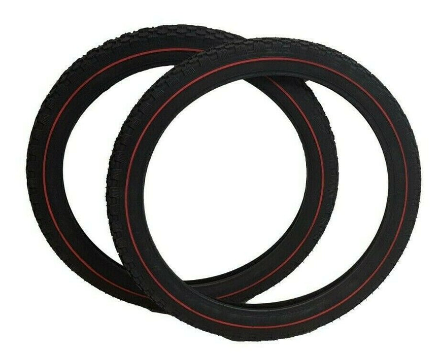 Pair Of 20 x 2.125 (57 - 406) BMX Raleigh T1246 Chopper Rear Redline MTB Tyres