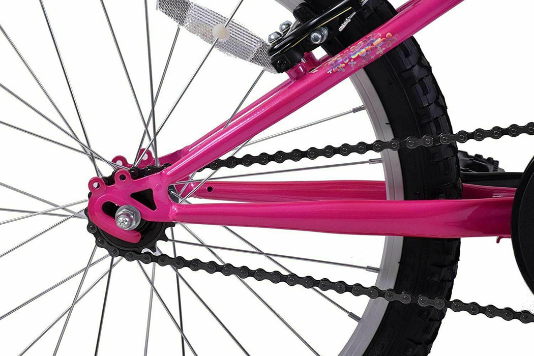 Professional Sparkle 20" Wheel Single Speed Kids Mountain Bike White Pink Age 7+