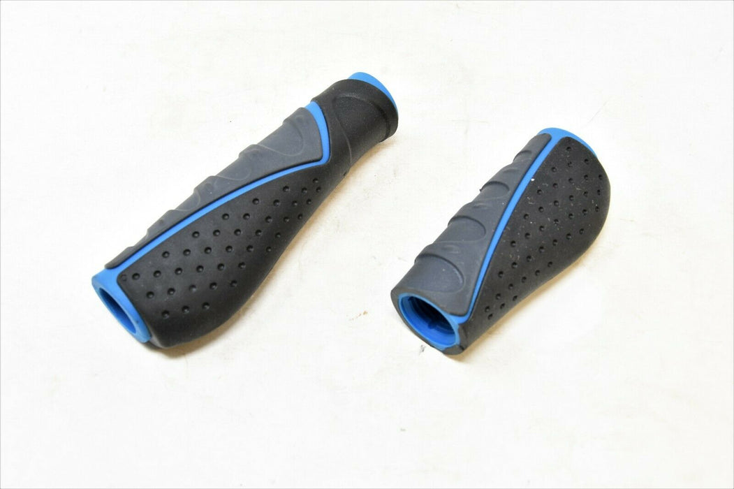 PAIR 2 LENGTH 90MM + 135MM COMFORT GRIPSHIFT HANDLEBAR GRIPS BLUE/GREY/BLACK