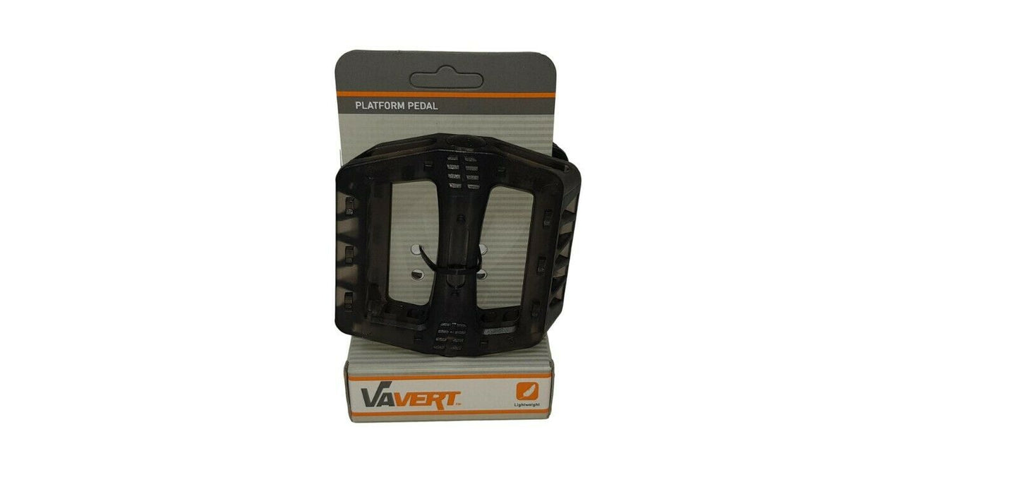 NEW VAVERT LIGHT BIKE POLYCARBONATE 9/16" FLAT PLATFORM BIKE PEDALS BLACK (PAIR)