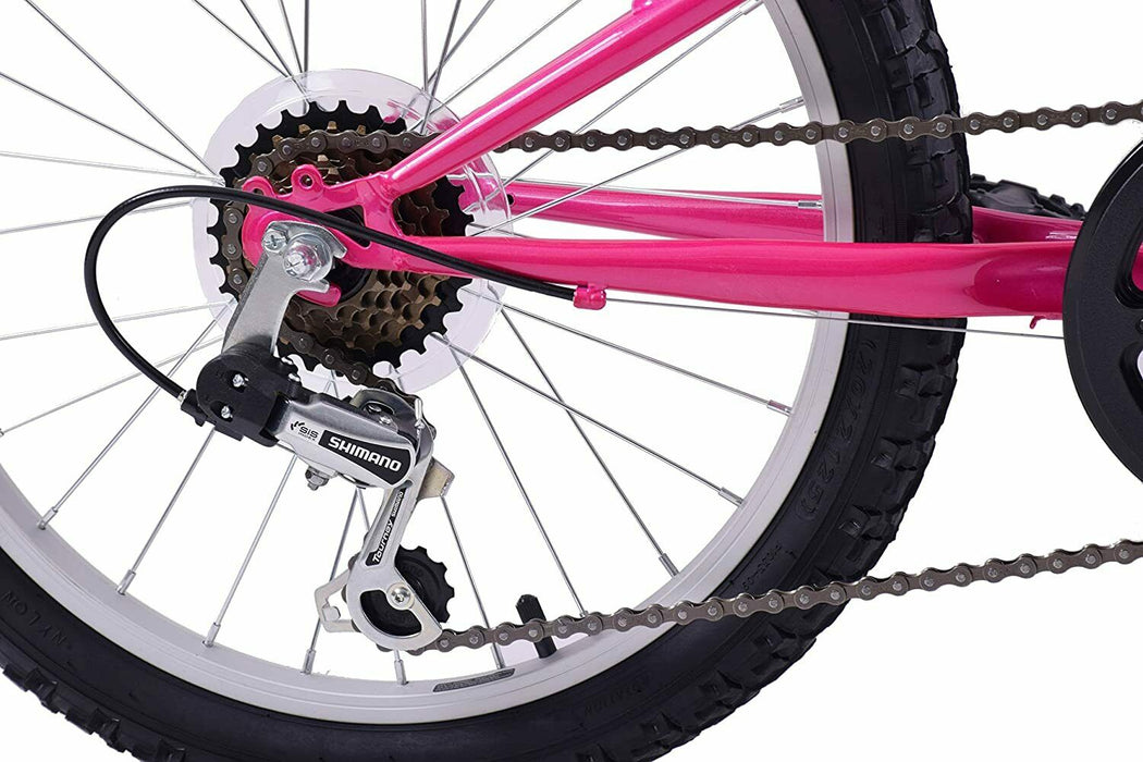 PROFESSIONAL SPARKLE 18" WHEEL 6 SPEED KIDS MOUNTAIN BIKE WHITE & PINK AGE 6+