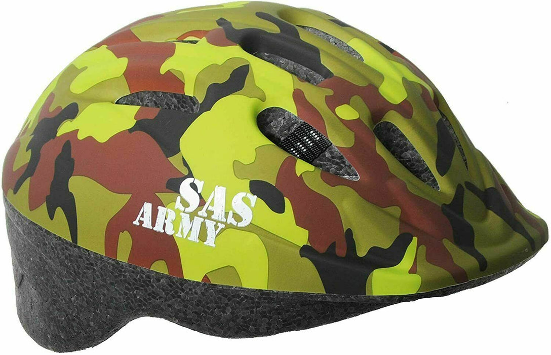 SAS ARMY GREEN CAMO KIDS BIKE HELMET 52-56CM ADJUSTABLE BOYS GIRLS KIDS HELMET