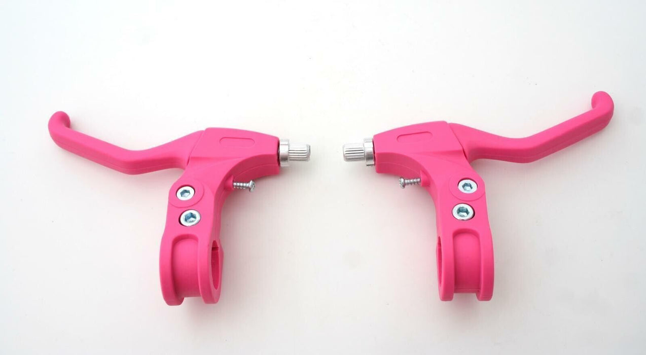 Pair 22.2mm Pink Ergonomic V-Brake Levers For Kids Bike / Bicycle