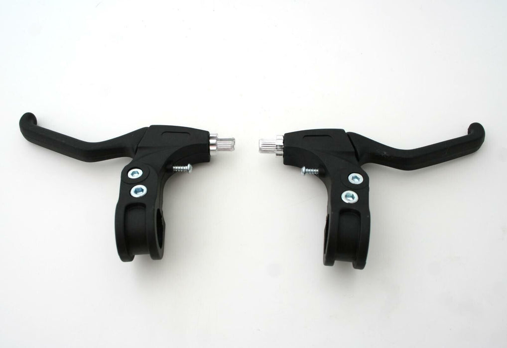 Pair 22.2mm Black Ergonomic V-Brake Levers For Kids Bike / Bicycle