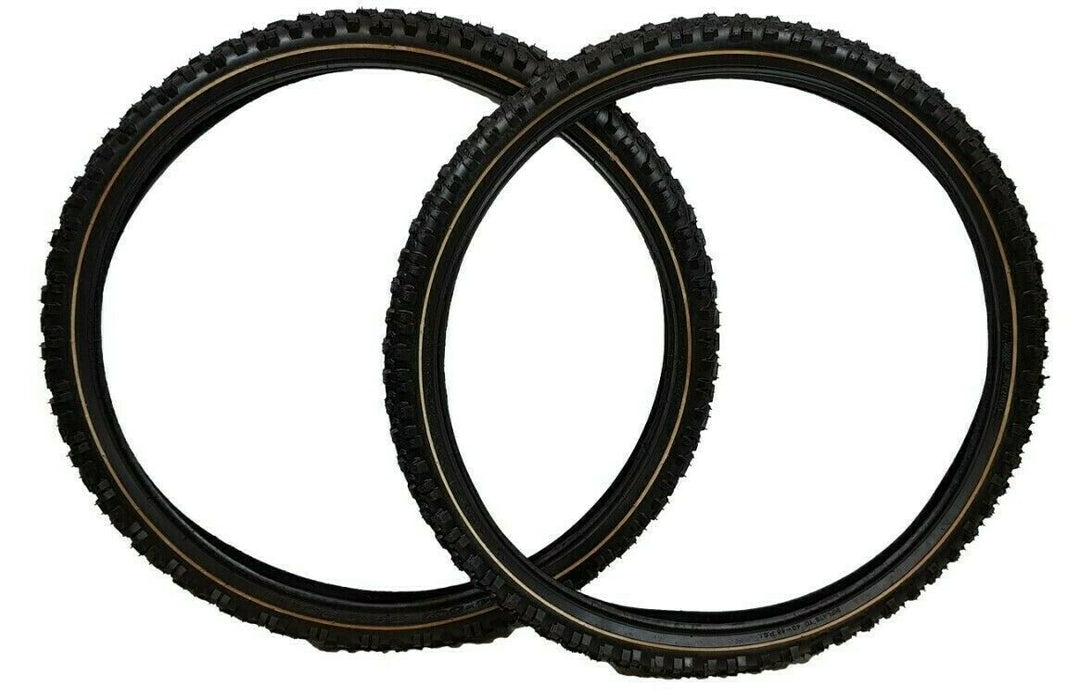 Pair (2) 24 X 1.95 (54–4507) Raleigh Krush Bike Tyres With Cream Band, Mtb