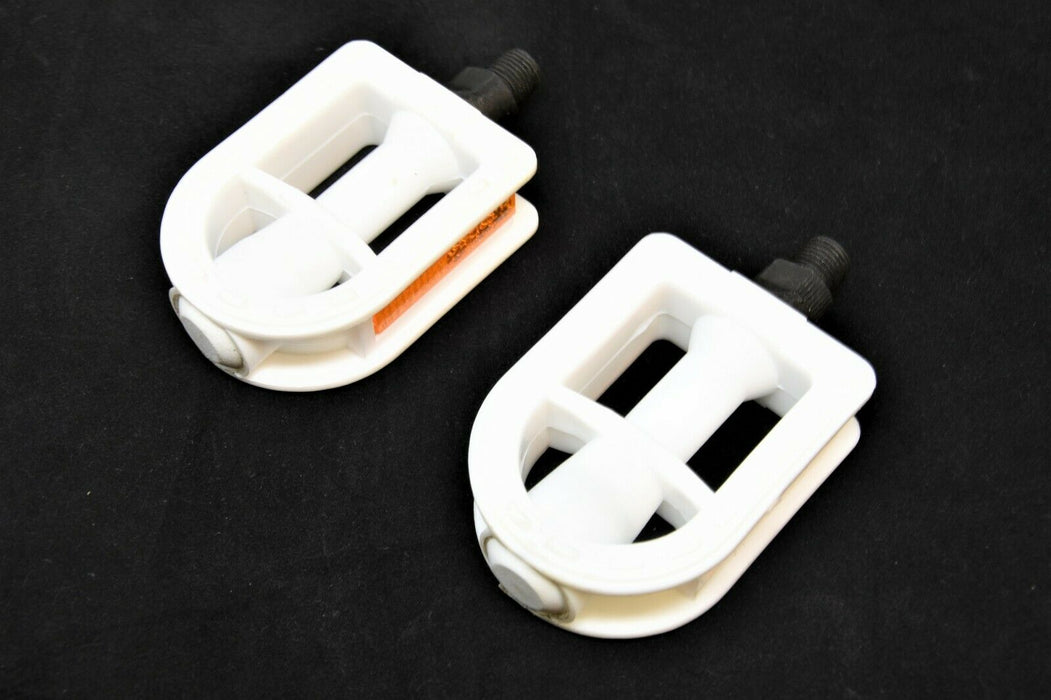 White Children's Bike Pedals Junior 1/2" For One Piece Cranks 12" 14" Kids Bikes