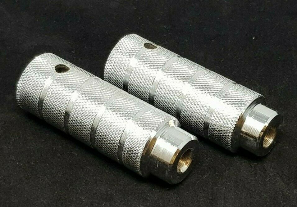 PAIR OF THREADED 14MM CHROME STEEL STUNT PEGS BMX TRICK NUTS