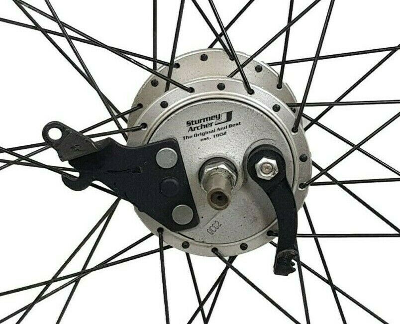 Pair 26" Sturmey Archer RX-RD3 Bike Wheels Front Generator Hub Wheel Solid Tyres