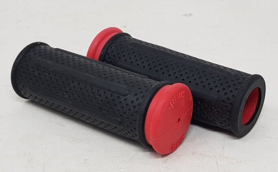 Herrmans 90mm Bike Handlebar Grips Black & Red For Bikes With Gripshift Revo