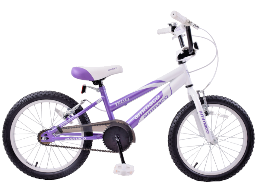 Ammaco Misty 18" Wheel Kids Childs Girls BMX White & Purple Bike Bicycle Age 6 +