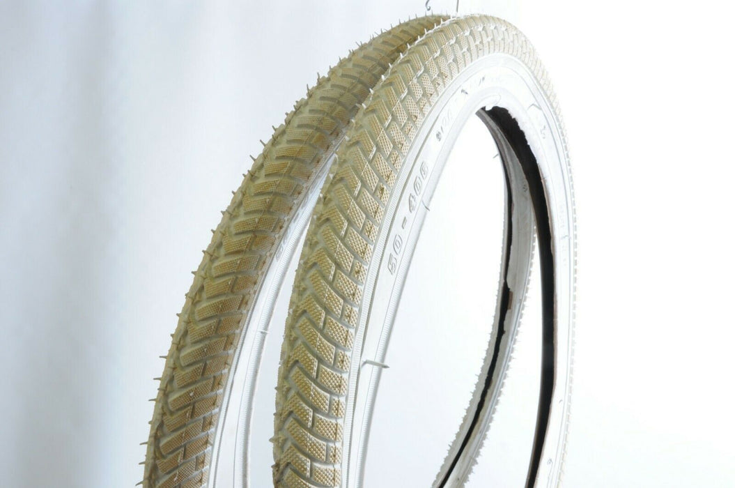 Pair White 20 X 1.95 Freestyle BMX Tyres Suit 20 X 1.75 Slight Discolour Crazy Low Price