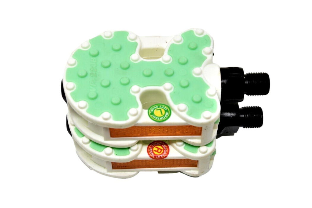 Raleigh Miss Mint Green & White 1/2” Pedals For Most 12" & 14" Wheel Kids Bikes