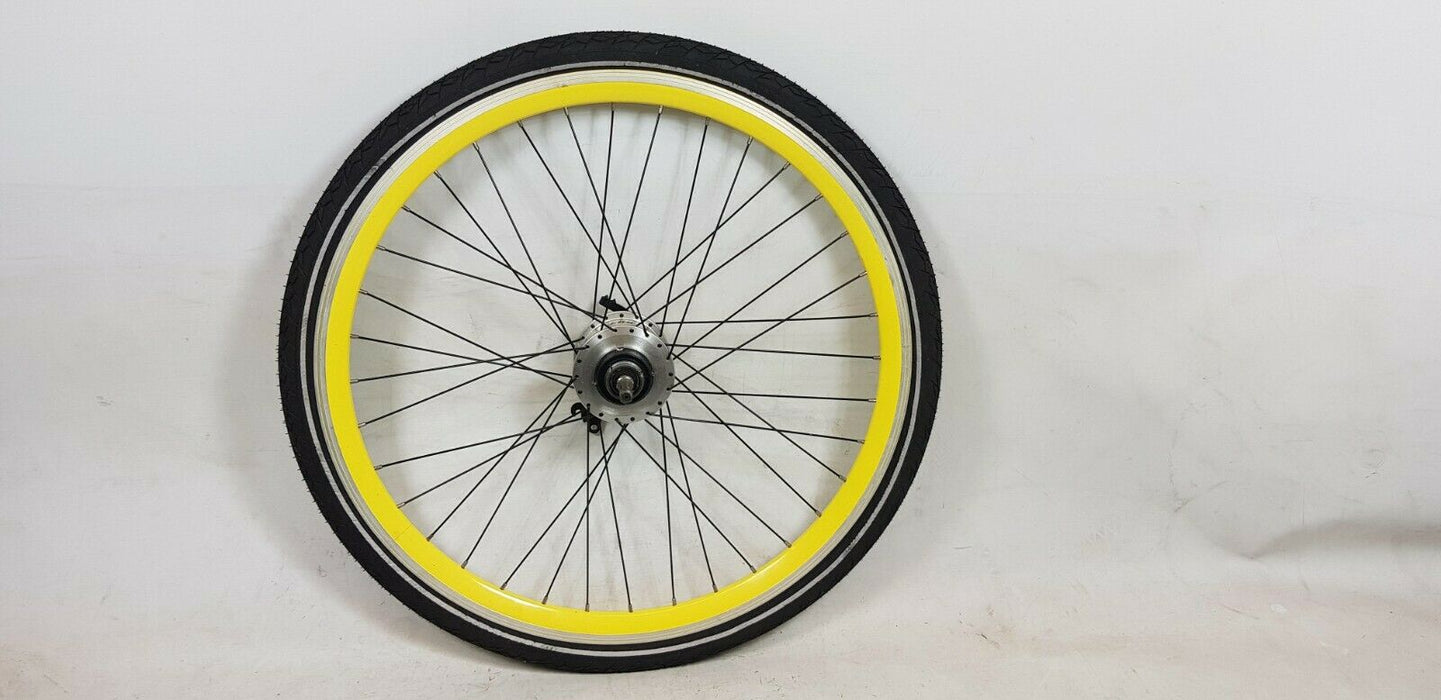 Pair 26" Sturmey Archer RX-RD3 Bike Wheels Front Generator Hub Wheel Solid Tyres