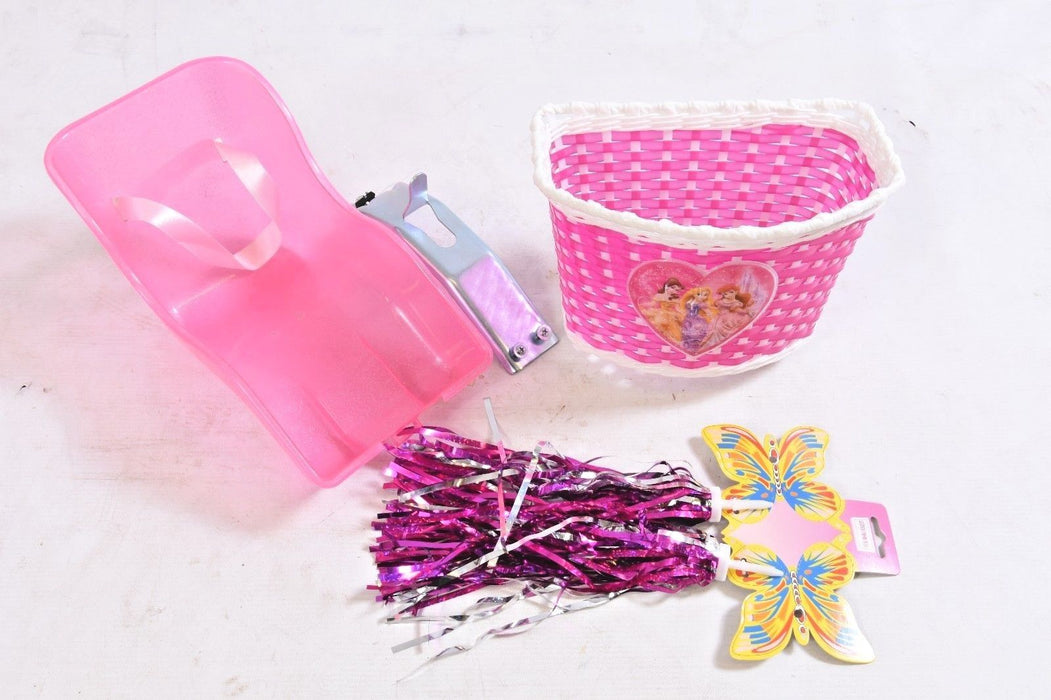 LITTLE GIRLS PURPLE BIKE ACCESSORIES SET DOLLS SEAT, BASKET & TASSELS IDEAL PRESENT