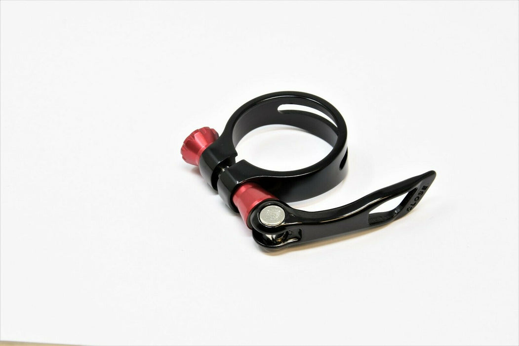 MOUNTAIN ROAD BIKE QUICK RELEASE ALLOY SEAT CLAMP 34.9mm BLACK RED ANODISE BOLT