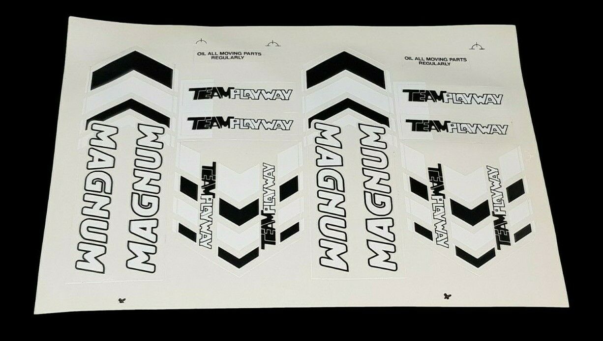 BIKE FRAME DECAL SHEET MAGNUM TEAM PLAYWAY BLACK & WHITE STICKER SET NEW