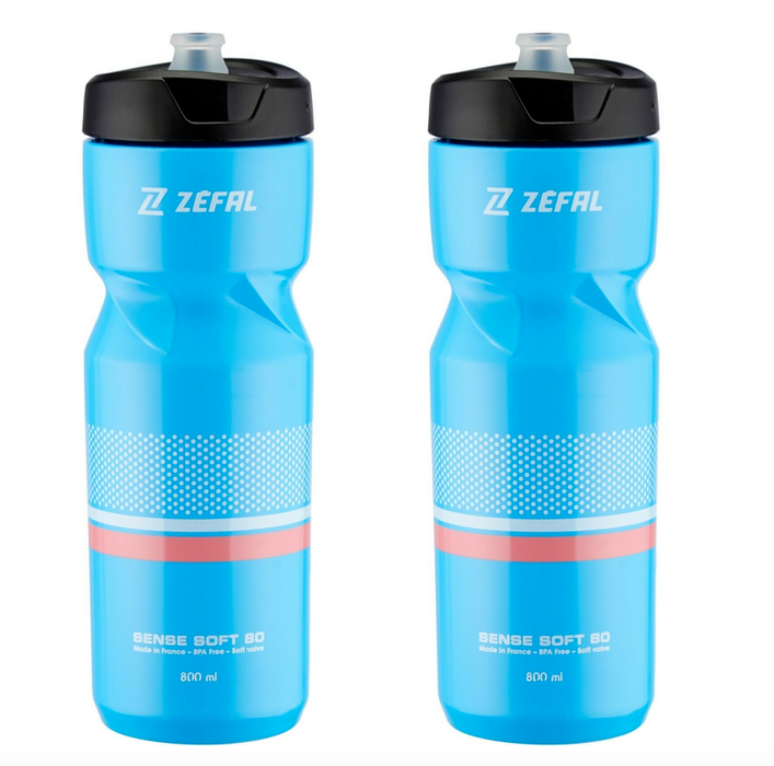 Zefal Sense 80 Cyan Soft 800ml Sports Water Bottle - Pack Of 2