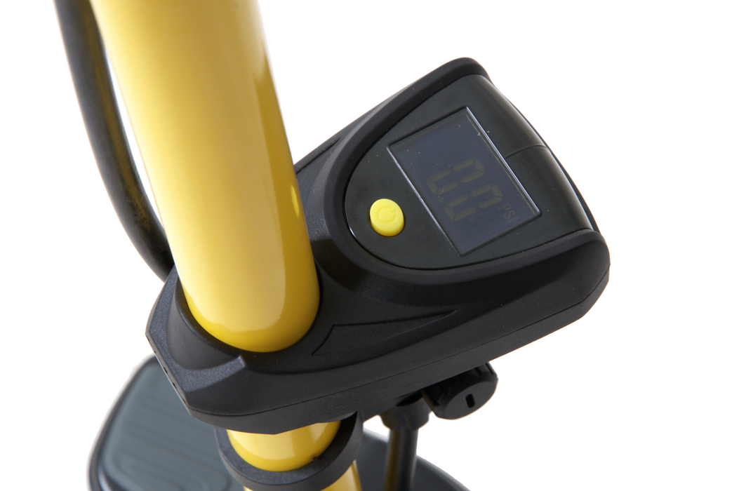 Yellow Bike-Bicycle Floor Track Pump Pro High-Pressure Tyre Alloy Digital Gauge