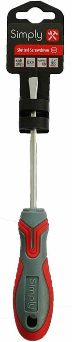 SIMPLY TOOLS 5 X 100MM FLAT / SLOTTED HEAD SCREWDRIVER WITH MAGNETIC TIP