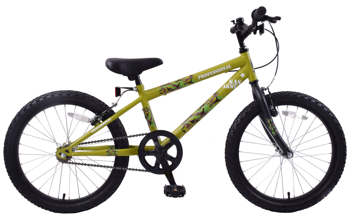 Professional SAS Army 20" Wheel Kids Single Speed Mountain Bike Camo Age 7+