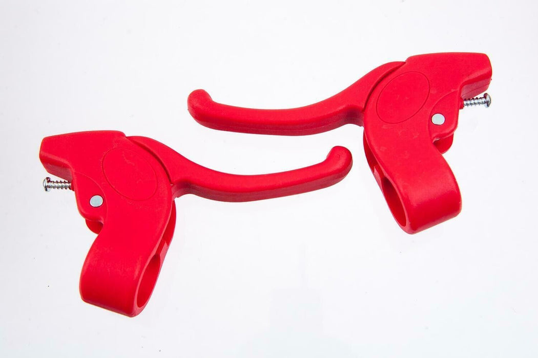 Pair 22.2mm Red Bicycle Caliper Brake Levers For Kids Bikes