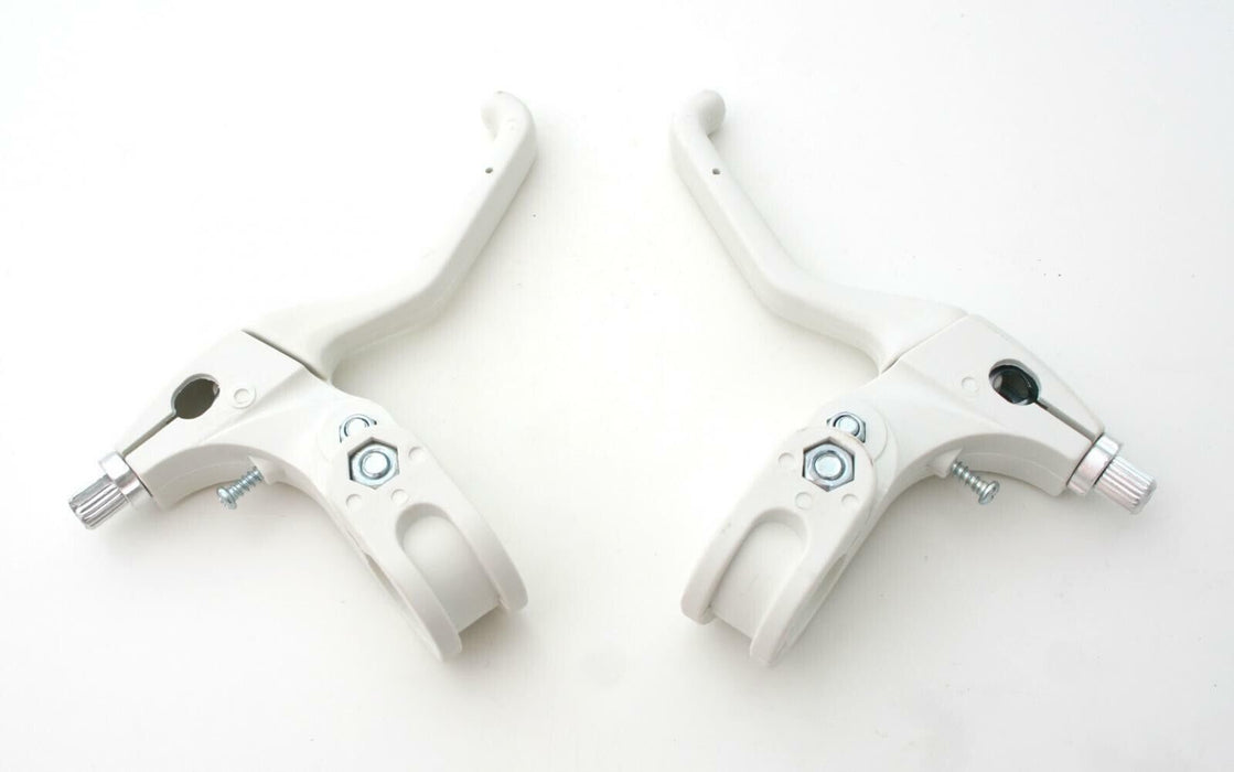 Pair 22.2mm White Ergonomic V-Brake Levers For Kids Bike / Bicycle