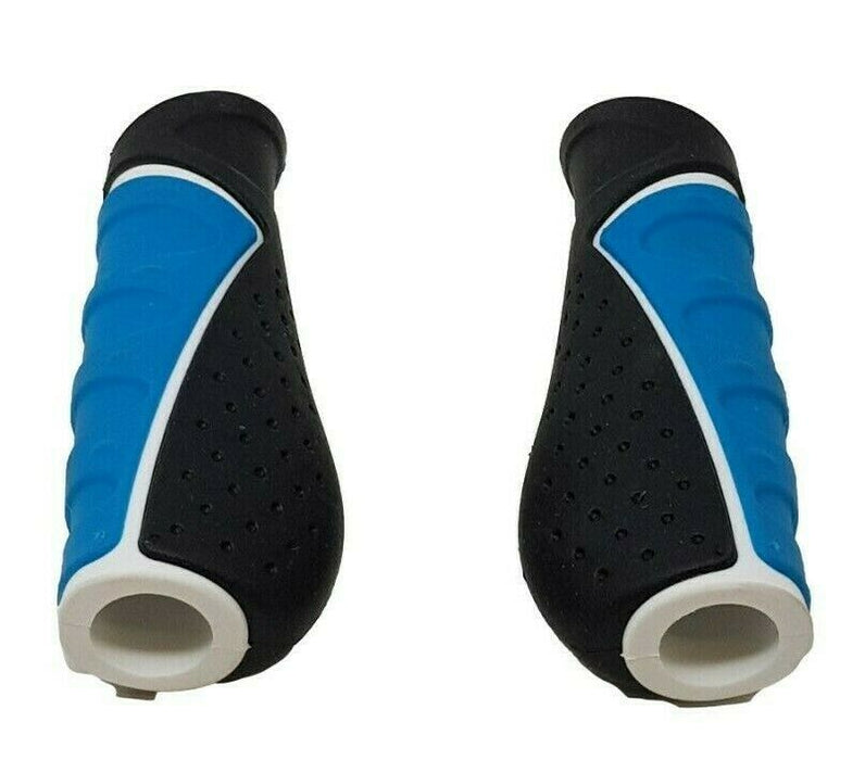 PAIR OF 130MM VAVERT BIKE HANDLEBAR GRIPS ERGONOMIC PLUG - BLACK/BLUE