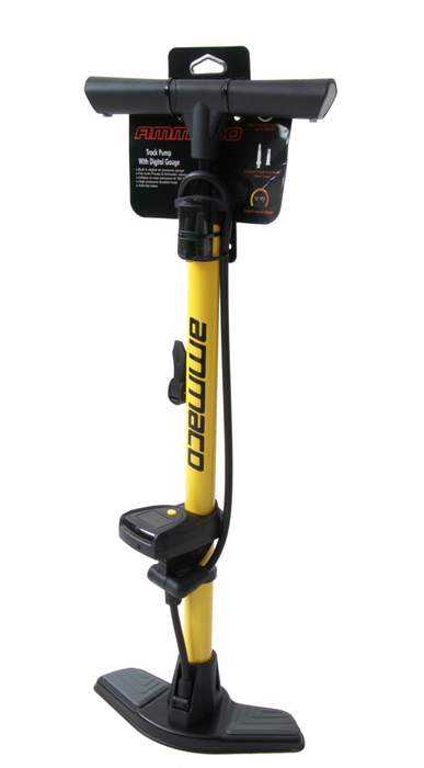 Yellow Bike-Bicycle Floor Track Pump Pro High-Pressure Tyre Alloy Digital Gauge