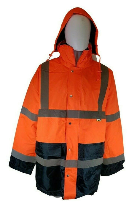 HI VIZ CONTRAST PARKER 100% WATERPROOF COAT FLUORESCENT ORANGE & BLUE JACKET - SIZE 3XL