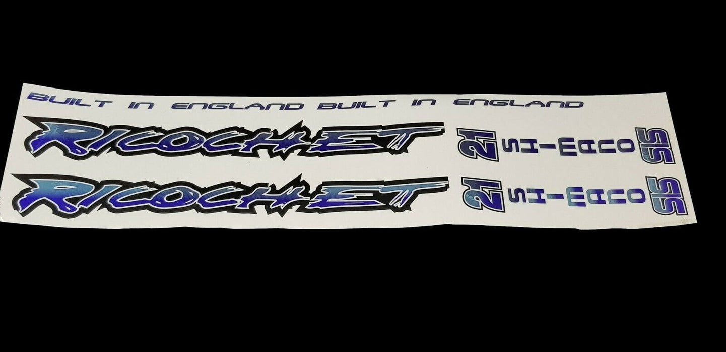 BIKE FRAME DECAL SHEET RICOCHET BLUE 21 SPEED SHIMANO STICKER SET NEW