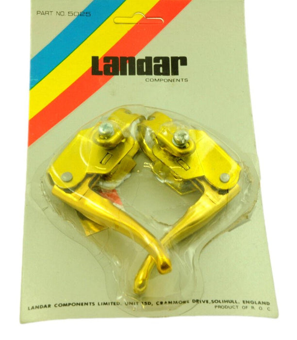 PAIR MX TYPE BMX BRAKE LEVERS GENUINE 80’s MADE NOS SUIT RALEIGH BURNER OLD SCHOOL & MODERN BMX GOLD