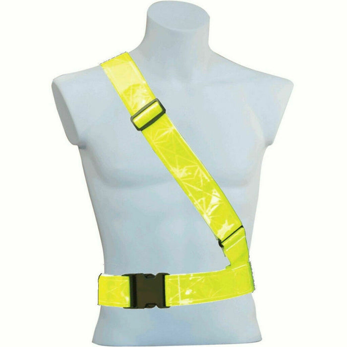 YELLOW REFLECTIVE HI-VIZ SAM BROWNE SASH BELT FOR CYCLING RUNNING - BY HALFORDS