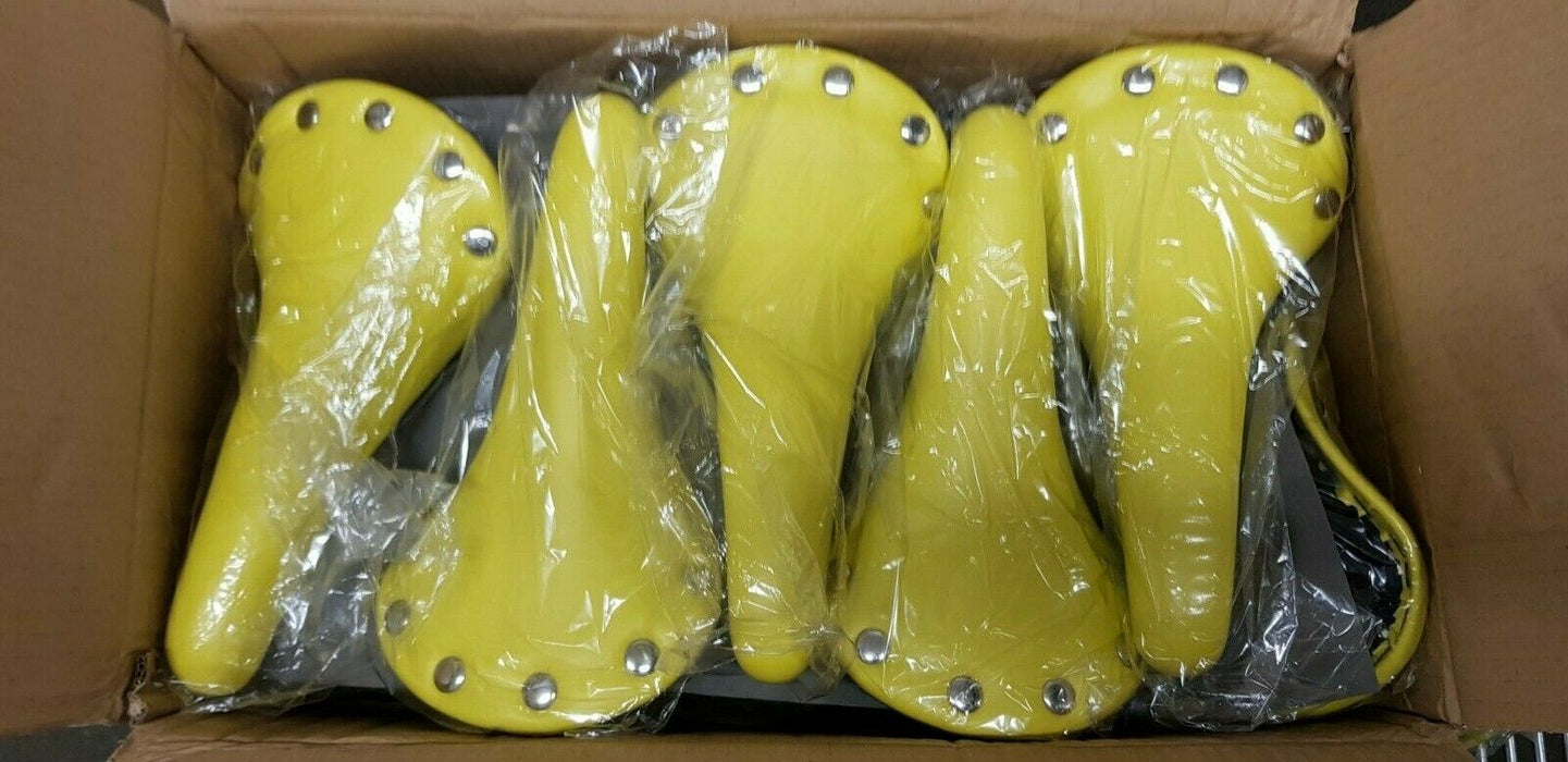 Wholesale Joblot Of 25 Adult Traditional Retro Style Riveted Saddles Yellow 27cm