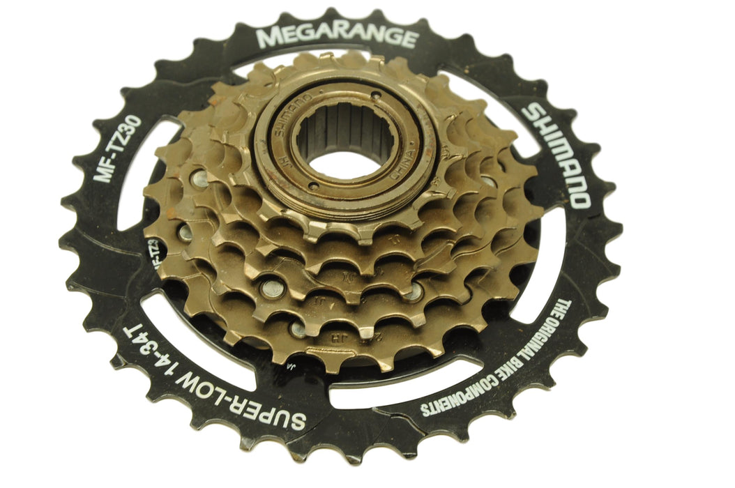 SHIMANO TZ30 6 SPEED MEGA RANGE FREEWHEEL SCREW ON CASSETTE 14-34 TEETH MF-TZ30