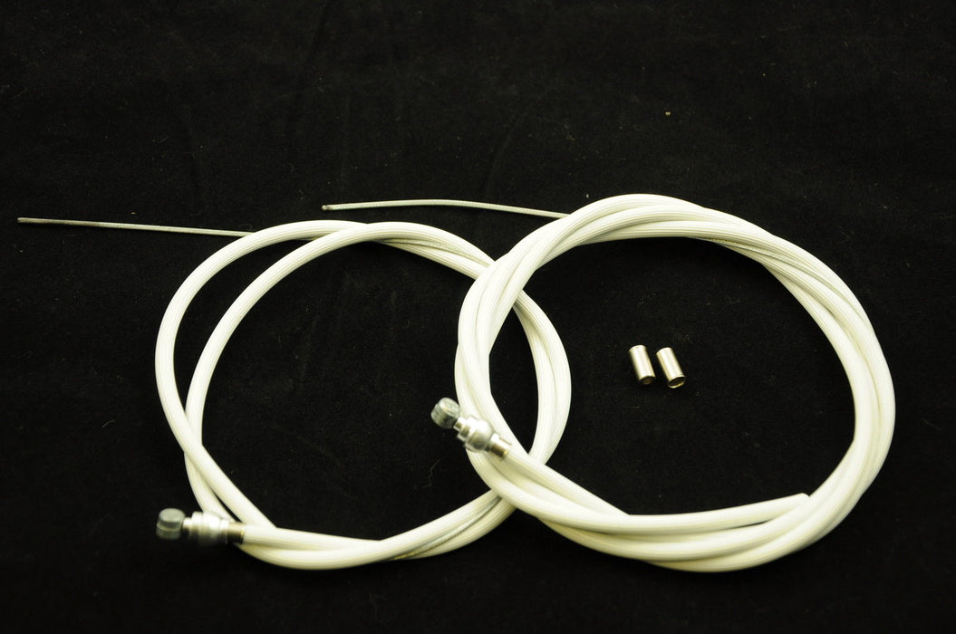 RARE MOULTON BESPOKE BRAKE CABLE SET WITH RIBBED OUTER , FRONT & REAR BRAKE TO YOUR SIZE WHITE