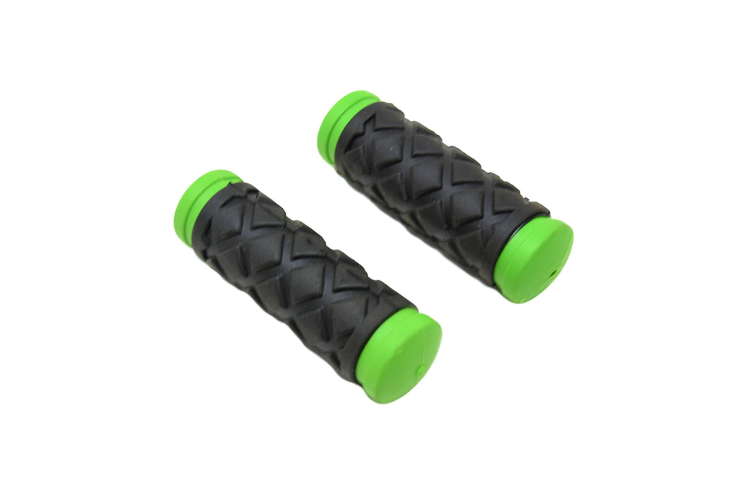 Pair 90mm Raleigh Strika Kiddies Bike, Childrens Cycle Handlebar Grips Green & Black