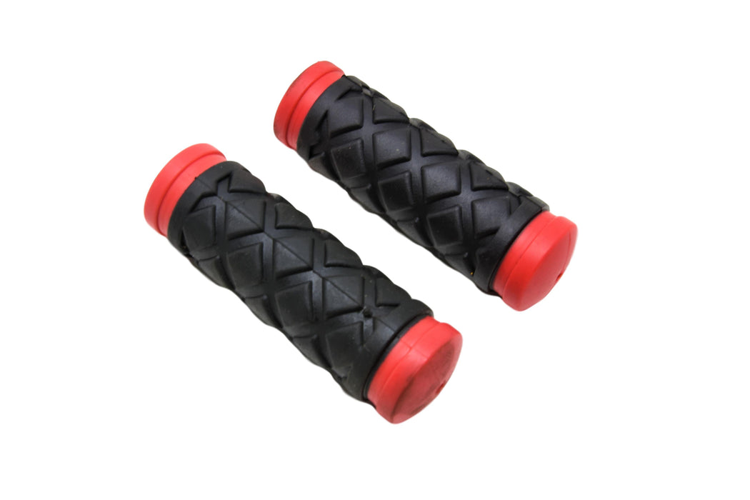 Pair 90mm Raleigh Strika Kiddies Bike, Childrens Cycle Handlebar Grips Red & Black