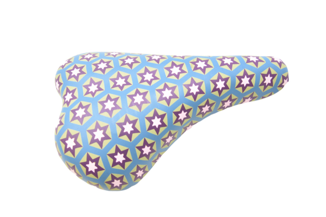 Raleigh Starz 14” 16" 18” Kiddies Bike Saddle Seat Mid Blue With Multi Star Pattern