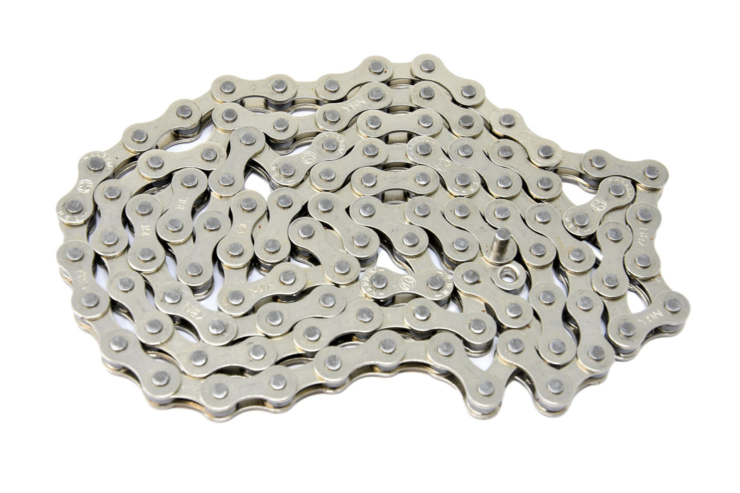 YBN 3-32 Bike Chain 106 Link (53”) Silver Single Speed For BMX Fixie & Internal Hub Gear